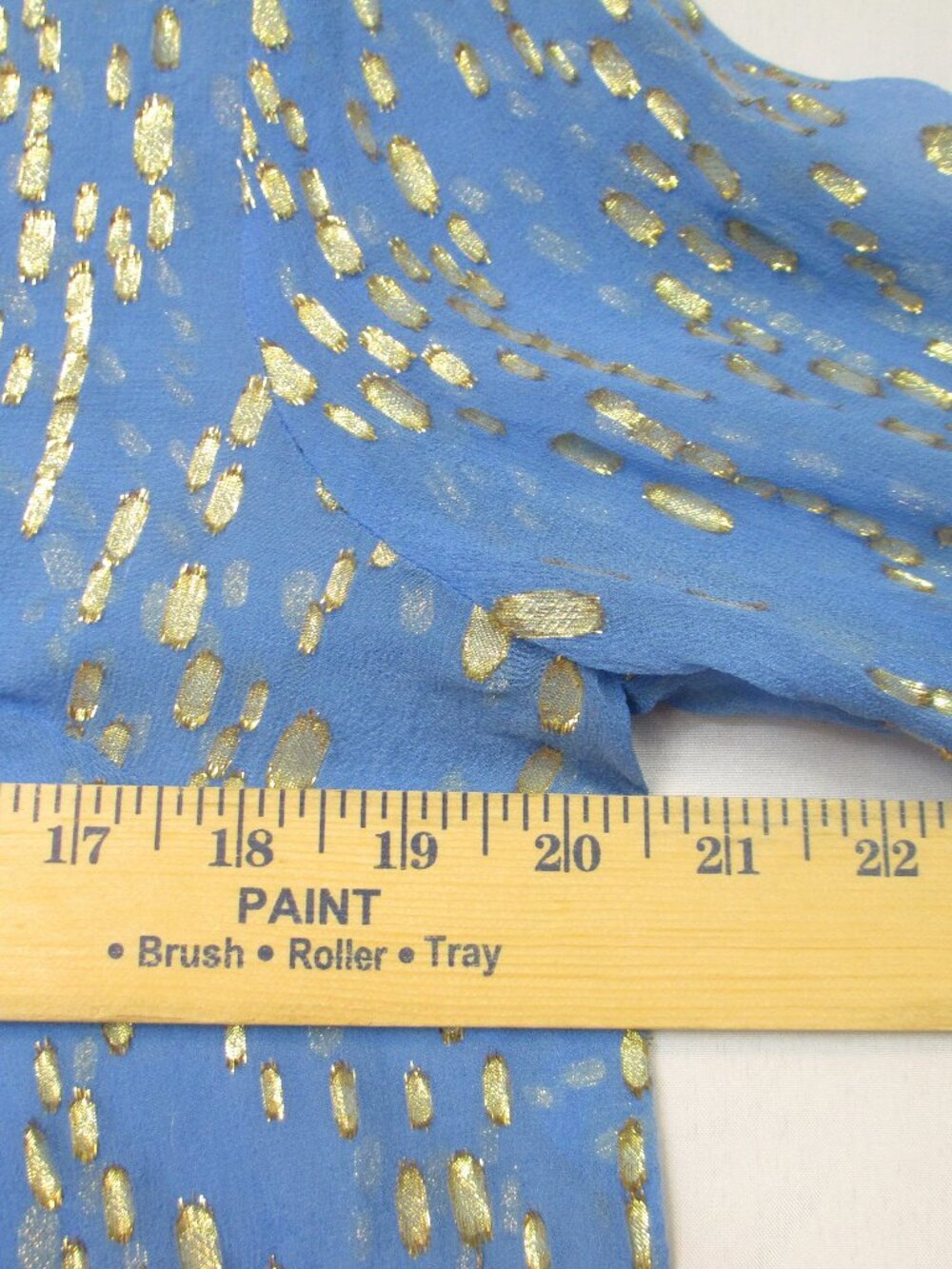 Lilly Pulitzer Colby Silk Blend Gold Metallic Dot V-Neck Blouse Sheer Blue Sz M - Picture 8 of 9